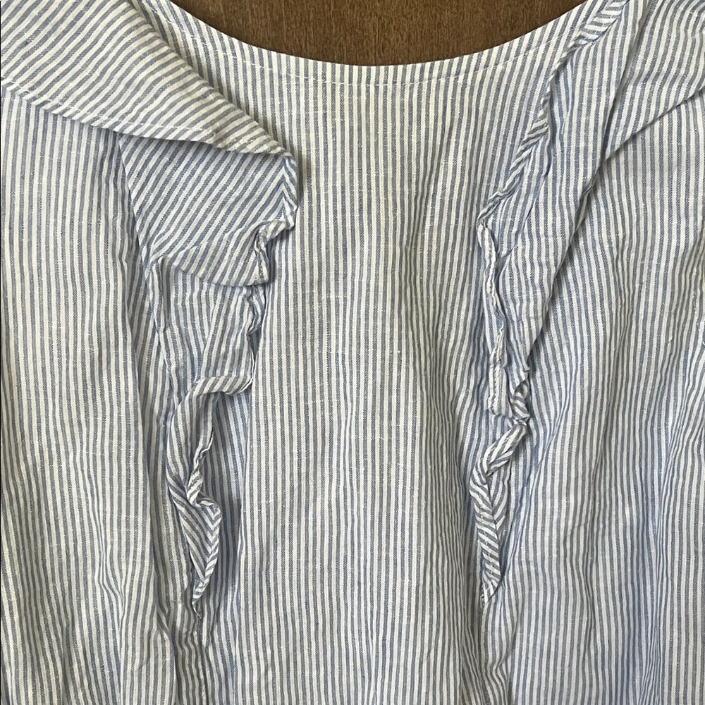 💙 J.Crew Blue & White Seersucker Mini Dress – Size 4 🌿 - Picture 6 of 9